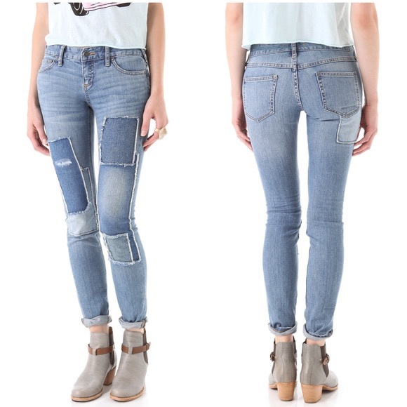 Free People Denim - Free People Patched Light Wash Jeans